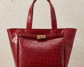 Jennie Tote Bag Sewing Pattern PDF | Classic Turn Lock Handbag Tutorial | DIY Statement Purse Template | Faux Leather Tote Craft for Sewists