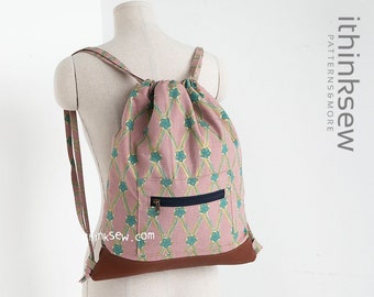 Merida Drawstring Backpack PDF Sewing Pattern, easy backpack pattern