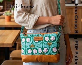 Irina Crossbody Bag Sewing Pattern | PDF Purse Tutorial | Everyday Zipper Bag DIY | Irina Sling Bag Template | Easy Bag Making for Crafters