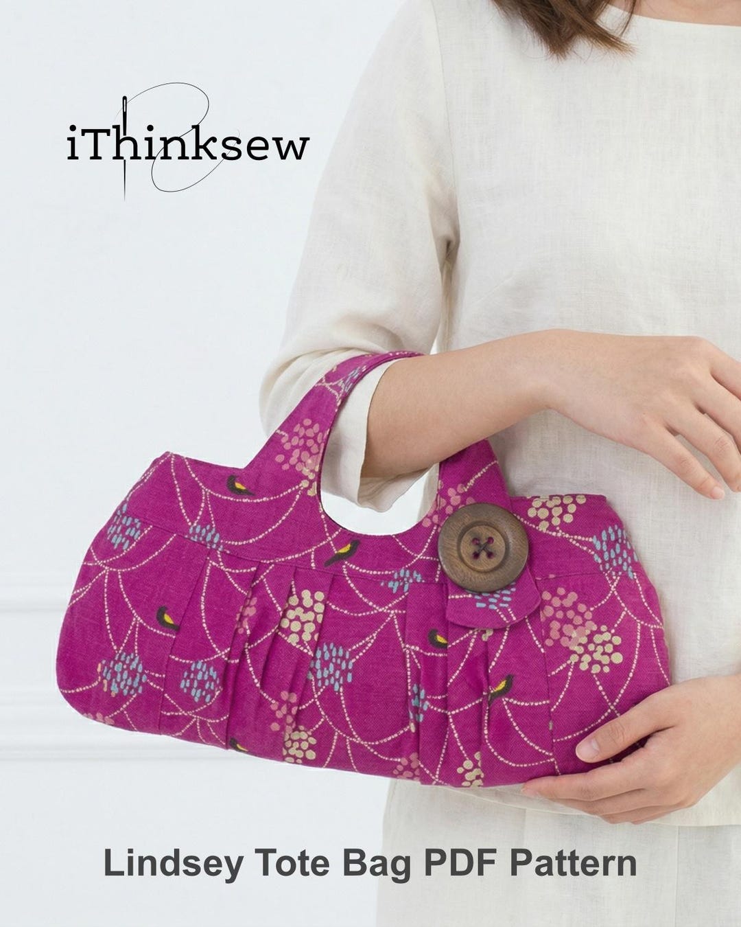 Lindsey Tote Bag PDF Sewing Pattern | Pleated Handbag Tutorial | Easy ...