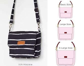 Jamal Crossbody Bag Sewing Pattern PDF | Everyday Messenger Purse Tutorial | DIY Shoulder Bag | 3 Sizes Included | Digital Craft Pattern