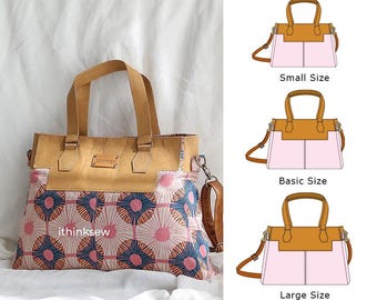 3 Sizes - Rania Crossbody Bag Sewing Pattern PDF | Handbag Purse Tutorial | Mixed Material Tote DIY | Everyday Shoulder Bag