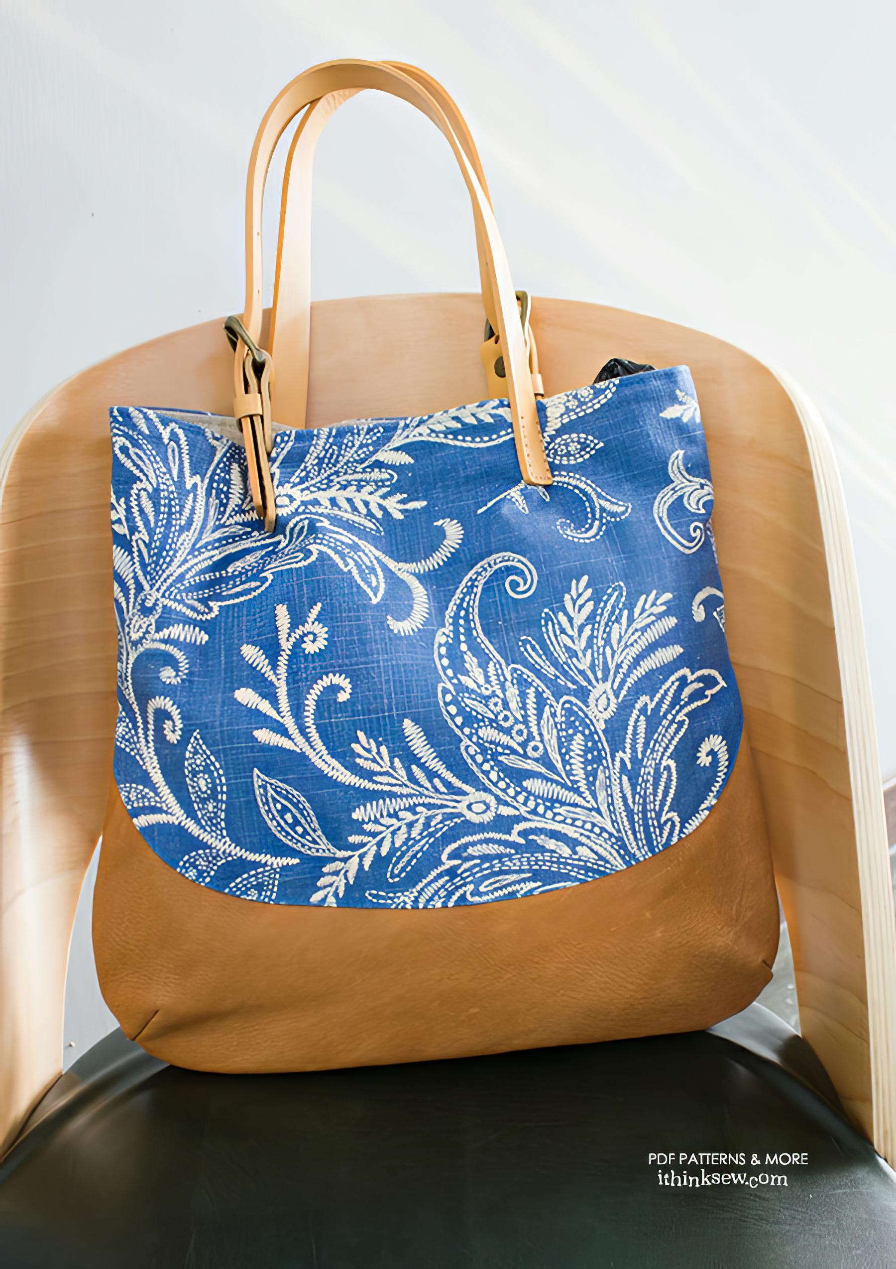 Beginner Tote Bag PDF Sewing Pattern | Leather Strap Shoulder Bag ...