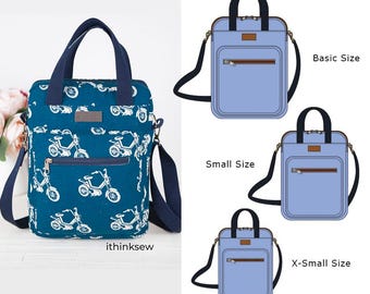 Brenna Schnittmuster Laptoptasche | Tablet Umhängetasche PDF | 3 Größen Tech Tote Tutorial | DIY Messenger Bag Template für Näher/innen