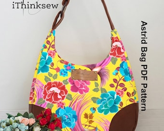 Hobo Bag Sewing Pattern PDF | Astrid Shoulder Bag Tutorial | DIY Everyday Handbag | Printable A4 Template | Slouchy Purse Pattern