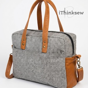 Jolene Boston Bag Sewing Pattern | Laptop Tote PDF | Crossbody Work Bag | DIY Leather Handle Handbag | Jolene Bag Crafter Tutorial