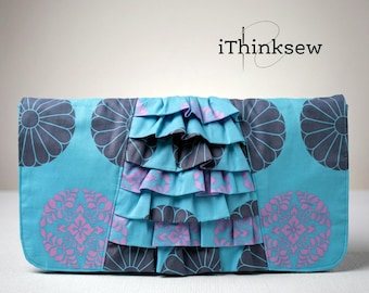 Fabiola Ruffled Clutch Sewing Pattern | PDF Evening Bag Tutorial | Beginner Frilly Purse DIY | Foldover Pouch Download | Easy Fabric Handbag