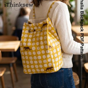 Thalia Backpack Sewing Pattern PDF | Bucket Bag Tutorial | Drawstring Rucksack DIY | Slouchy Daypack Pattern | Digital Bag Maker Template