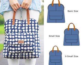 3 sizes Lynn Tote Bag Sewing Pattern PDF | 3 Sizes Handbag Tutorial | Work Bag Pattern | DIY Top Handle Bag | Zipper Tote Pattern for Women