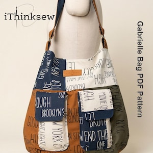 Gabrielle Hobo Bag PDF Sewing Pattern | Slouchy Shoulder Bag Tutorial | DIY Everyday Bag | Fabric Handbag Template