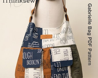 Gabrielle Hobo Bag PDF Sewing Pattern | Slouchy Shoulder Bag Tutorial | DIY Everyday Bag | Fabric Handbag Template