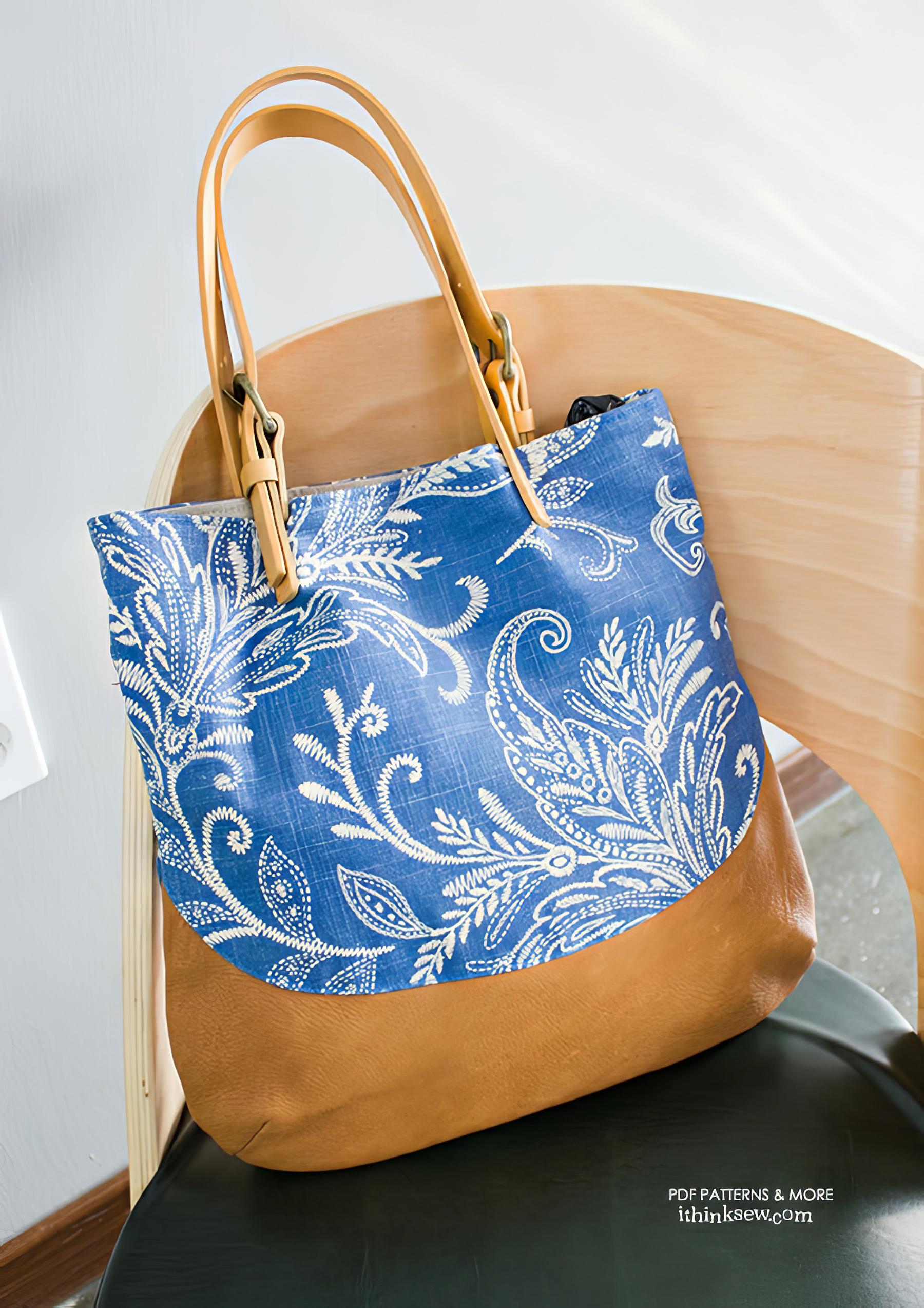 Beginner Tote Bag PDF Sewing Pattern | Leather Strap Shoulder Bag ...