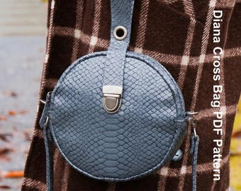 Diana Round Crossbody Bag Sewing Pattern | Circle Purse PDF Tutorial | DIY Faux Leather Handbag | Digital Craft Project for Sewists