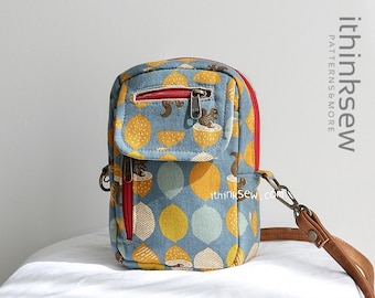 Mini Kiara Cross Bag PDF Sewing Pattern with Video Tutorial, phone bag, gadget bag
