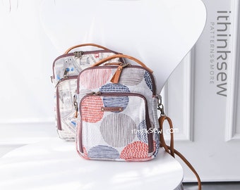 Harlow Zip Down Card Pocket Cross Bag PDF Sewing Pattern | Crossbody Bag | Small Travel Purse Sewing Tutorial | Multi-Pocket Cross Bag