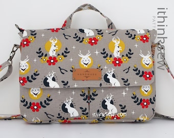 Yuni Messenger Bag  PDF Sewing Pattern, briefcase pattern