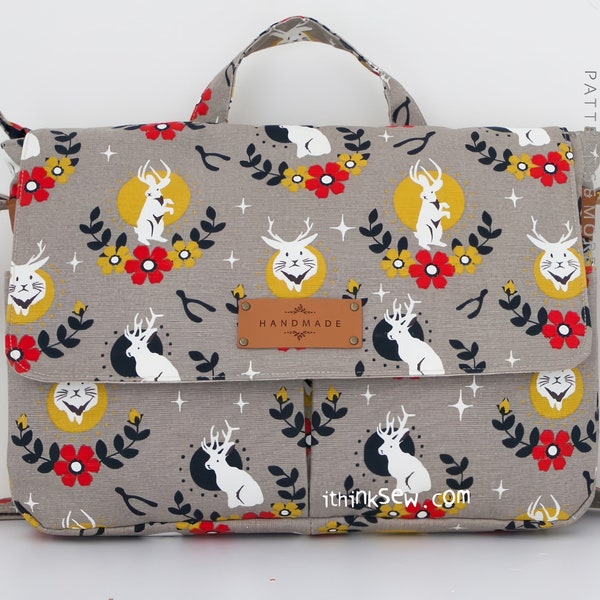Yuni Messenger Bag  PDF Sewing Pattern, briefcase pattern