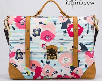 Laptop Bag Sewing Pattern | Kayce Messenger Bag PDF Tutorial | DIY Fabric Briefcase | Crossbody Work Satchel | Bag Making Craft Project