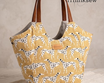 Patrón de costura en PDF para bolso hobo / Tutorial para bolso de hombro grande y holgado Pauline / Bolso tote DIY para el día a día / Bolso moderno con correas de cuero