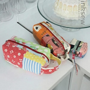 Molde em PDF para Necessaire com Zíper | 3 Tamanhos de Bolsa de Cosméticos, Estojo para Lápis e Porta-Moedas | Tutorial | Bolsa Fácil de Fazer Você Mesmo | Projeto de Costura para Iniciantes