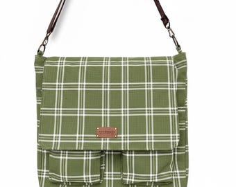 Cartamodello per borsa a tracolla Darcy / Borsa a tracolla per laptop in formato PDF / Tutorial per borsa a due scomparti / Borsa tote multi-tasche fai da te