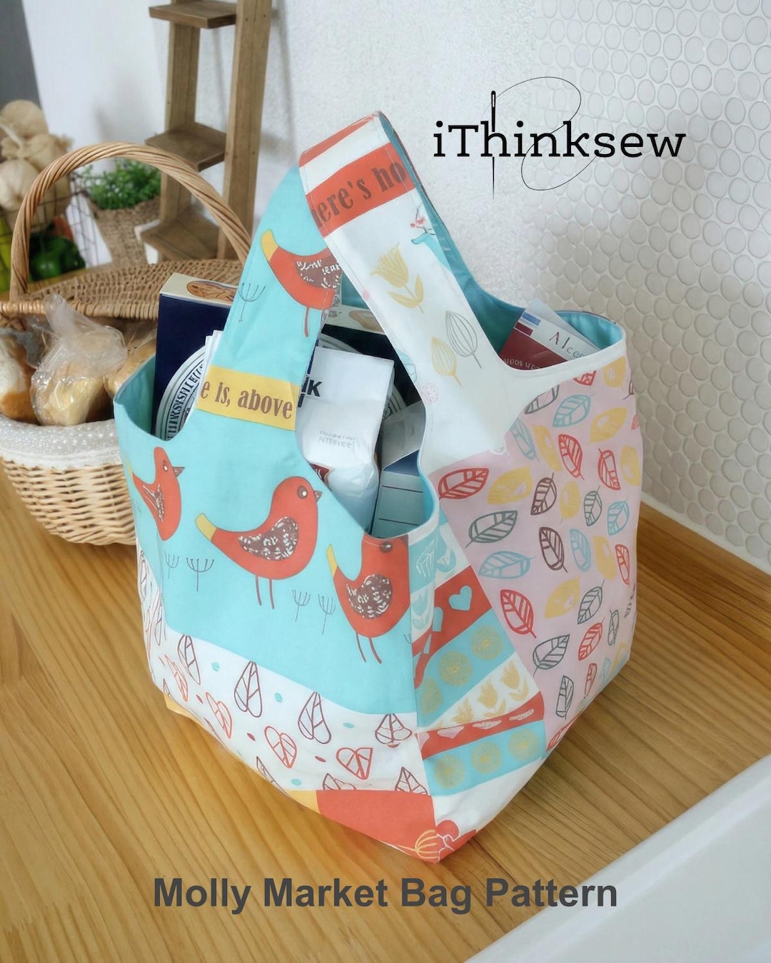 Market Bag Sewing Pattern PDF | Easy Reusable Grocery Tote | Quick 1 ...