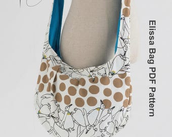 2 Sizes Hobo Bag Sewing Pattern PDF | Easy Slouchy Purse Tutorial | Mommy and Me Bag | Fat Quarter Friendly DIY Craft