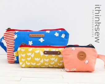 3 in 1 Zipper Pouch Pattern PDF | Siomne Pencil Case Sewing Tutorial | Coin Purse Template | DIY Makeup Bag | Beginner Scrap Buster Craft