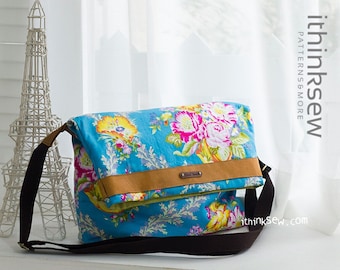 Brett Fold-over Musette Bag PDF Sewing Pattern, easy sewing pattern
