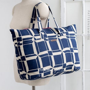 Kristin Big Tote Bag PDF Sewing Pattern, travel bag, easy sewing pattern