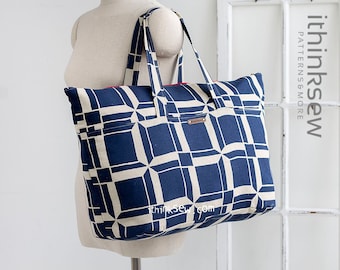 Kristin Big Tote Bag PDF Sewing Pattern, travel bag, easy sewing pattern