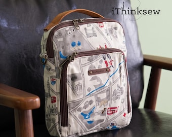 Crossbody Bag Sewing Pattern | Travel Purse PDF Tutorial | Harlow Zip Down Organizer Template | Multi Pocket DIY Craft | Handbag for Sewists