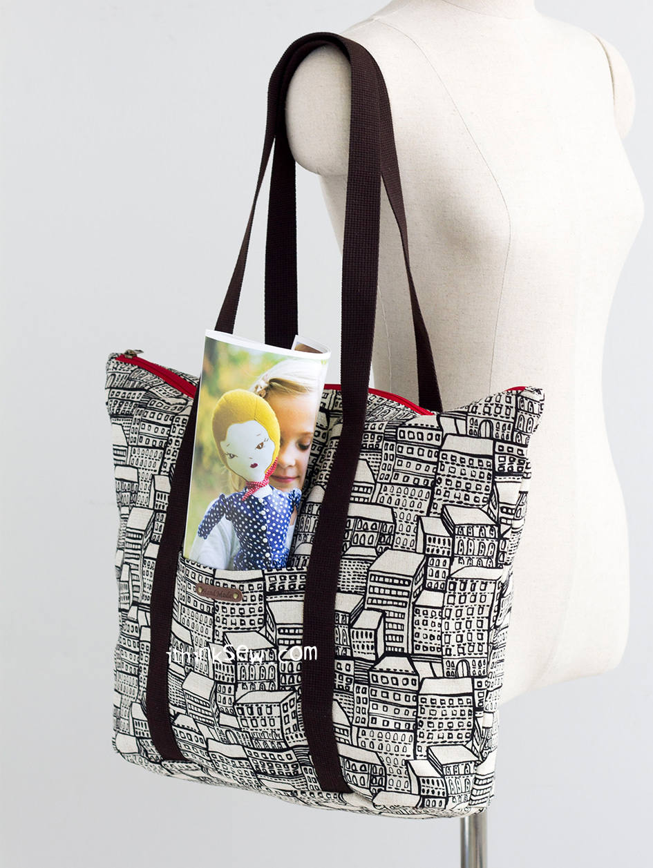 Odeya Tote Bag Sewing Pattern | Easy Bag PDF Tutorial | Large Zipper ...