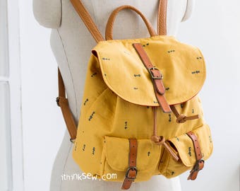 Cartamodello PDF per zaino Demelza / Tutorial per zaino con coulisse / Borsa piccola fai da te per la scuola / Modello per la creazione di borse