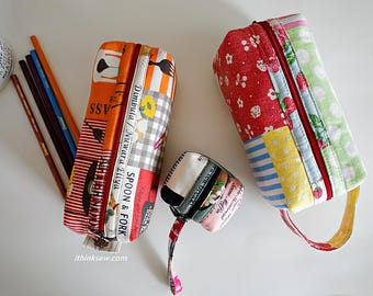 3 Sizes Cosmetic Bag Pencil Case Coin Purse PDF Sewing Pattern | Easy DIY Bag Template | Sewing Project for Beginners | Nadia Zipper Pouch