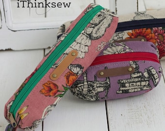 Zipper Pouch Sewing Pattern | Pencil Case PDF Pattern | 3 Sizes DIY Cosmetic Bag Tutorial | Fabric Pouch Template for Beginners | Hartley