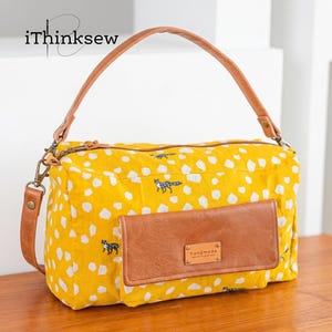 Hadley Small Duffle Bag Sewing Pattern PDF | Crossbody Camera Purse Tutorial | DIY Weekend Bag Template | Leather Accent Handbag Craft