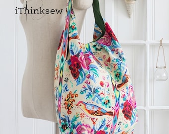 Patrón de costura en PDF para bolso hobo Alicia / Tutorial para bolso grande holgado / Bolso de mercado fácil para el día a día / Bolso de hombro extragrande DIY para principiantes