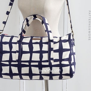 Wzór do szycia torby podróżnej Courtney Duffle Bag w formacie PDF, mała torba w kształcie beczki