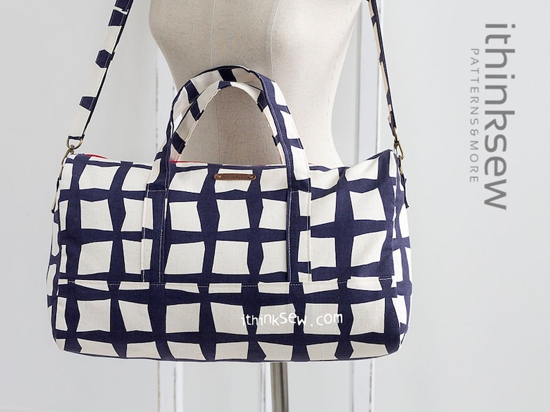 Wzór do szycia torby podróżnej Courtney Duffle Bag w formacie PDF, mała torba w kształcie beczki zdjęcie 1