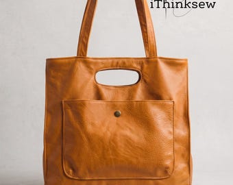 Patrón de bolso grande tipo tote / PDF del bolso de mercado de cuero Alexa / Tutorial para bolso de portátil de uso diario / Bolso de hombro grande DIY para fabricantes de bolsos
