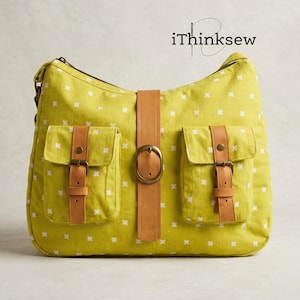 Miranda Crossbody Bag Sewing Pattern PDF | Canvas Shoulder Purse Tutorial | Everyday Messenger Bag DIY with Pockets | Womens Handbag Craft