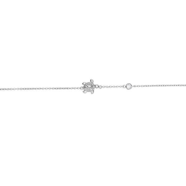 Sterling Silver 10" CZ and Turtle Anklet