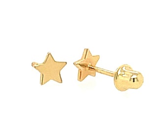 14k Gold Internally Threaded Stud Earring 2mm Tiny Star Stud - Etsy