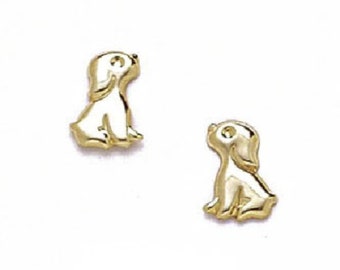 Adorable Solid 14K Yellow Gold Dog Stud Earrings - SOLD BY PAIRS