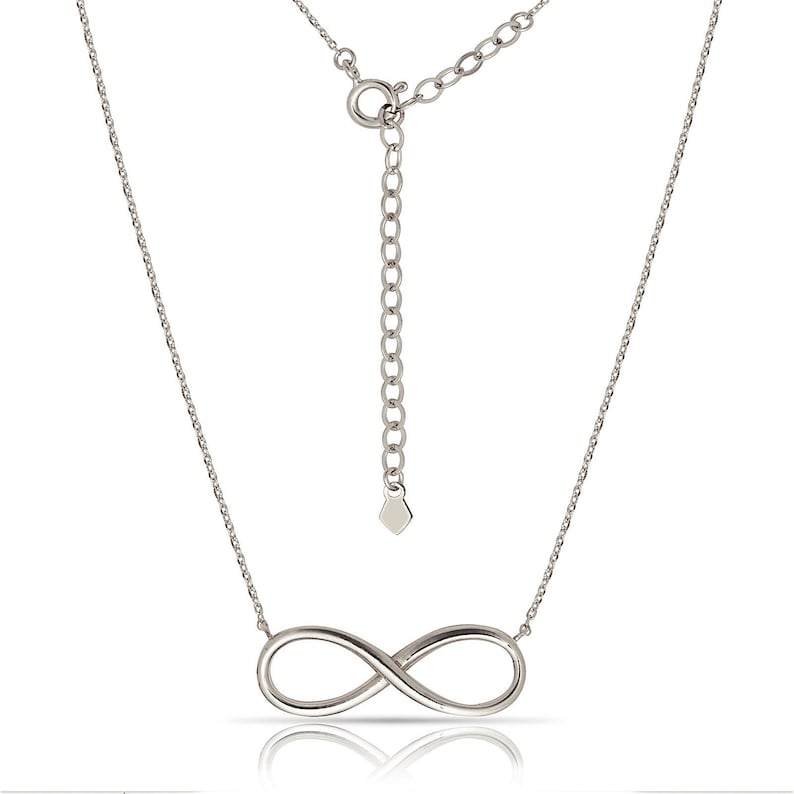 14K Infinity Pendant with Chain Rose or White Gold Yellow