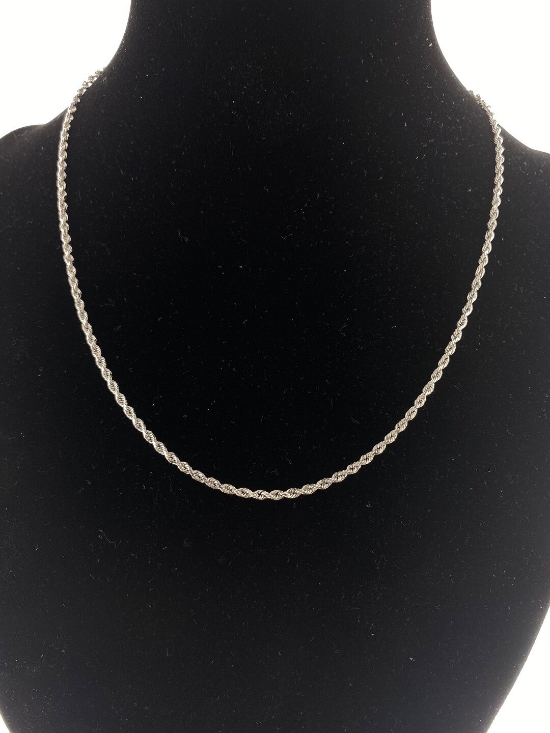 14k Solid Gold Rope Chain Necklace 14K White Gold Diamond Cut Rope