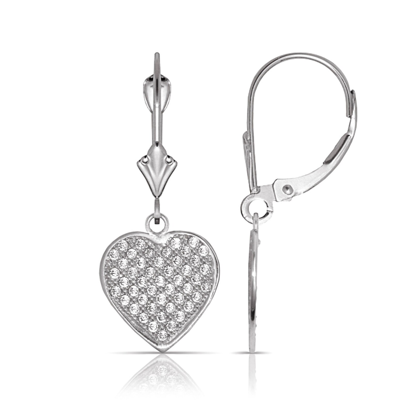 heart shaped leverback earrings