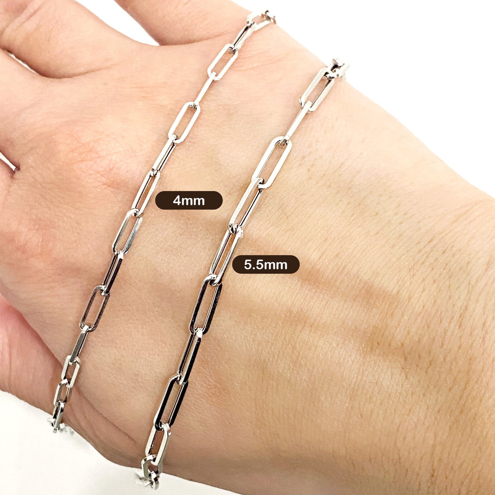 14K Solid White Gold Paperclip Bracelet Gold Paperclip Etsy