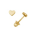 Simple 14K Heart Shaped Stud Earrings with Screw Back Post - Solid 14k Yellow and White Gold - SOLD BY PAIRS